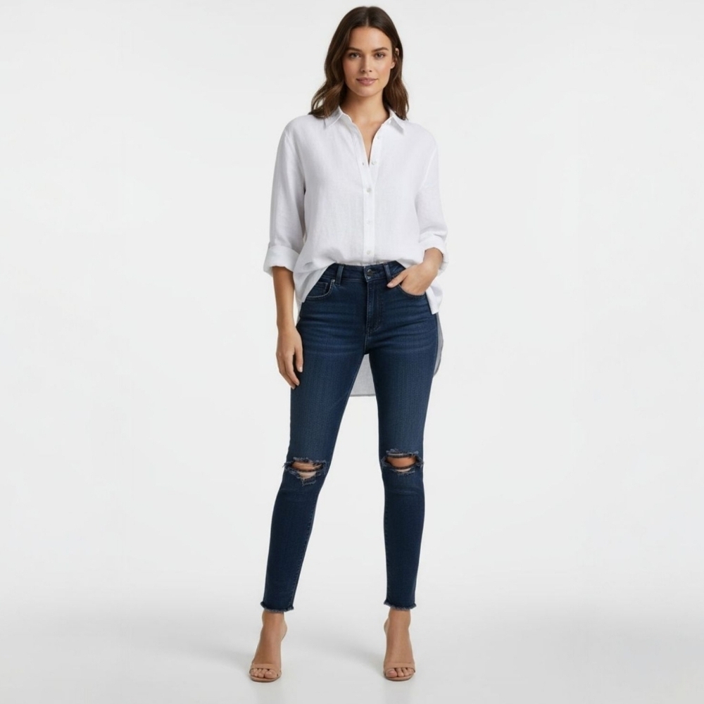 Good American Good Legs Skinny Jeans - Distressed High Waist Dark Wash - Size 26
